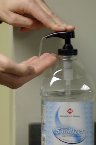 The Centers for Disease Control offers ways to protect against both the flu and H1N1 viruses. If soap and water are not available, use an alcohol-based hand rub. (U.S. Air Force photo/Staff Sgt. Marie Brown)