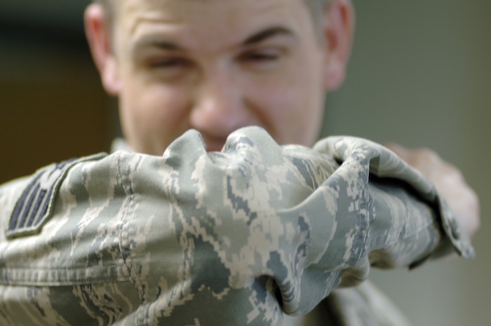 The Centers for Disease Control offers ways to protect against both the flu and H1N1 viruses. Avoid coughing and sneezing into hands, using a tissue instead or the arm if one is not available. If sick, keep away from others as much as possible to keep from making others sick. (U.S. Air Force photo/Staff Sgt. Marie Brown)