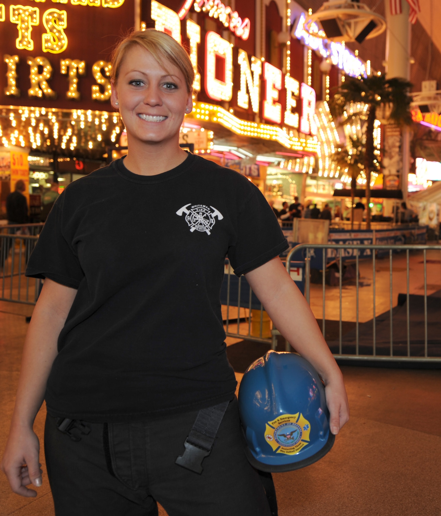 LAS VEGAS -- Senior Airman Megan Melanson, 509th Civil Engineer Squadron firefighter, is currently competing in the 2009 Scott Firefighter Combat Challenge, Nov. 17. The FFCC Worlds simulates what firefighters do on the job and see how they compare to other teams from across the world. (U.S. Air Force photo/Airman 1st Class Carlin Leslie)(Released)