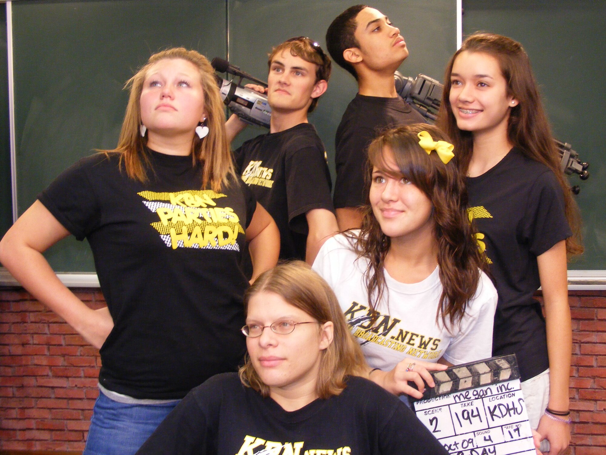 Student members of the Kadena High School Video Club recently won first place for their entry in the Combined Federal Campaign video contest. The students wrote, directed and acted in an original public service announcement promoting the CFC. The following students contributed to the winning entry (clockwise from bottom): Jessica Foultz, Jordan Collins, Bryan Wayland, Alex Mierisch, Emily Zaher and Megan Schweers.