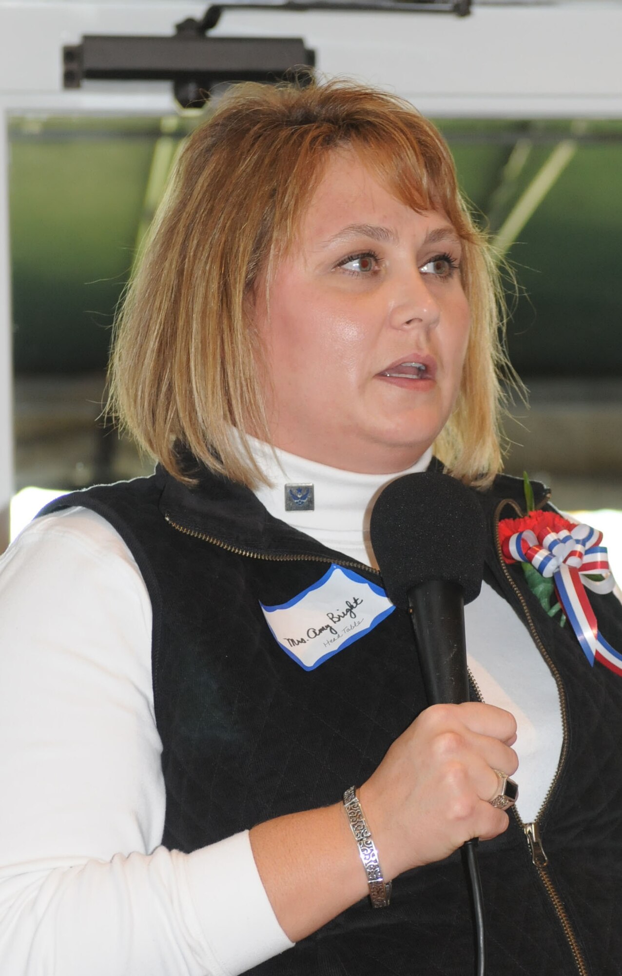 Amy Bright, spouse of deployed 512th Airlift Wing Commander Col. Randal L. Bright, was the guest speaker at the Nov. 18 Dover Century Club luncheon at the Maple Dale Country Club. The luncheon was themed ?Hats Off to Military Spouses.? (U.S. Air Force photo/Capt. Marnee A.C. Losurdo)