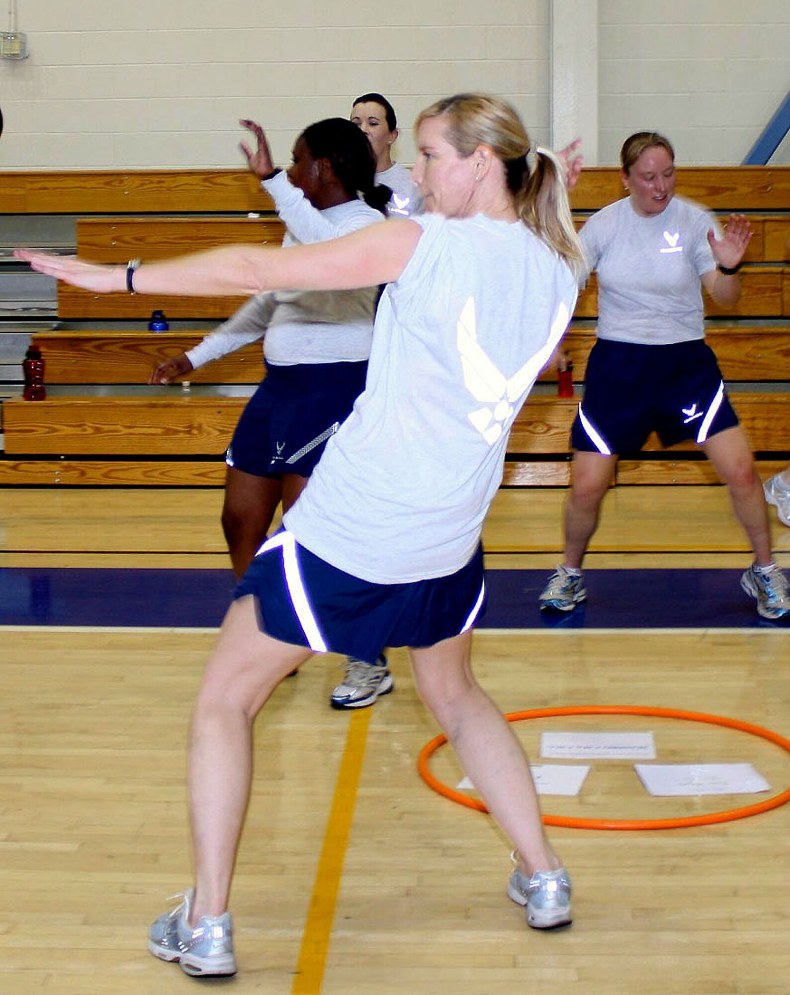 TRAVIS AIR FORCE BASE, Calif. -- At a Junior Officer Leadership Development Seminar Nov. 5-8, Travis Air Force Base, lieutenants and captains showed their best dance moves during circuit training. Hosted by the Reserve's 349th Air Mobility Wing, the course offered the opportunity to share networking, mentoring and ideas. Included were presentations by various professionals working with the theme of “Cultivating Resiliency in Dynamic Environments- Transitioning from Surviving to Thriving." The young officers also got to enjoy the beauty of Northern California.   (U.S. Air Force photo/Senior Master Sgt. Ellen L. Hatfield)