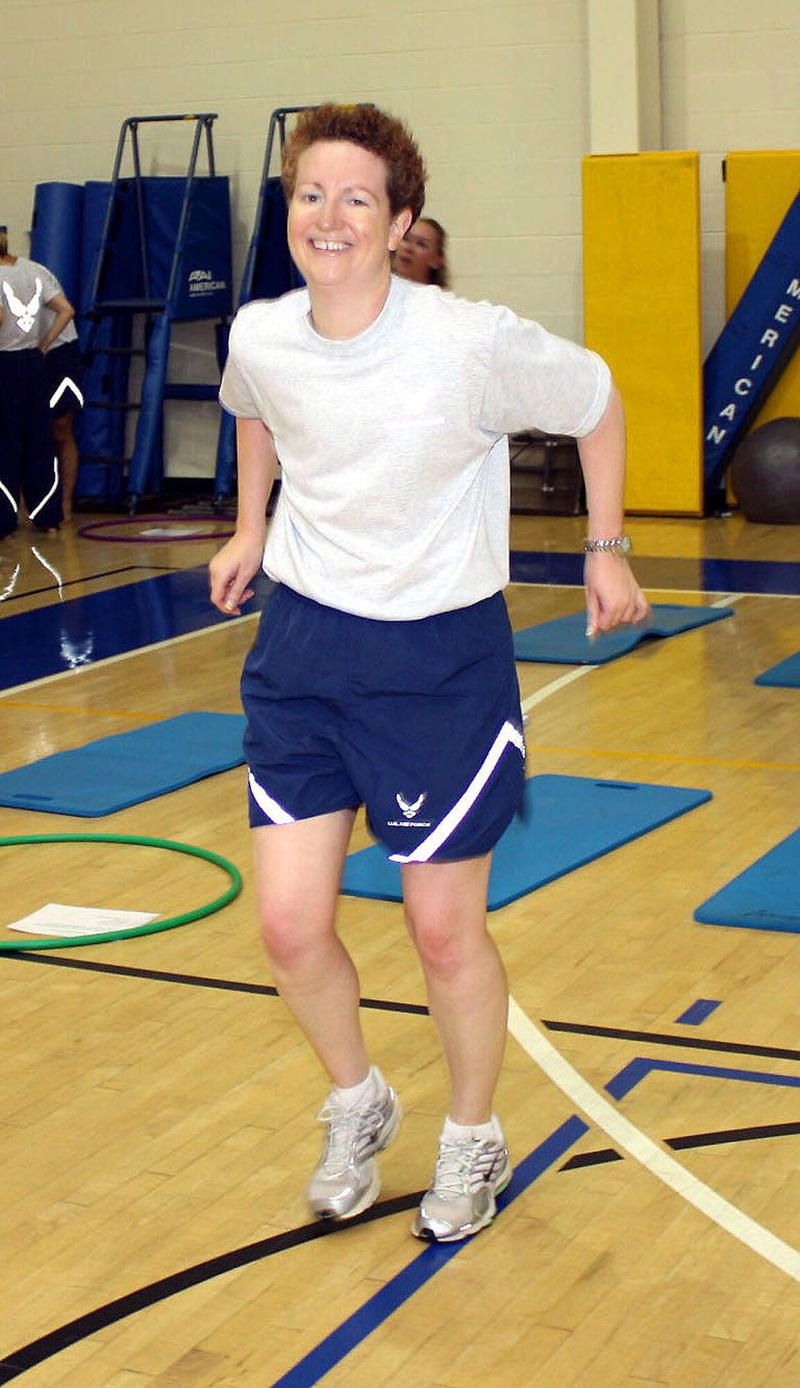 TRAVIS AIR FORCE BASE, Calif. -- A young officer participates in circuit training during a Junior Officer Leadership Development Seminar Nov. 5-8, at Travis Air Force Base. “Cultivating Resiliency in Dynamic Environments- Transitioning from Surviving to Thriving," was the theme for the course, hosted by the Reserve's 349th Air Mobility Wing. The seminar offers the chance for lieutenants and captains to network, mentor, share ideas, and help each other with resiliency and ways to combat stress.  (U.S. Air Force photo/Senior Master Sgt. Ellen L. Hatfield)