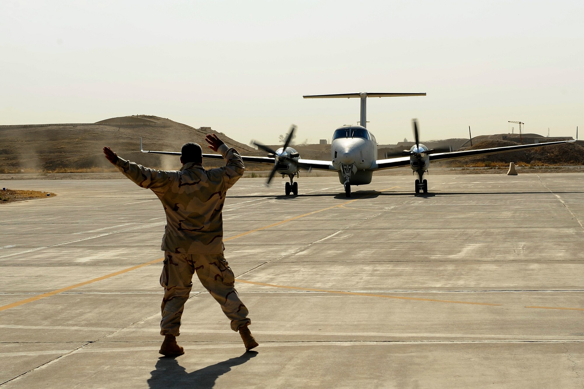 An Iraqi Air Force MC-12 from Squadron 3 at Kirkuk Air Base, Iraq, training mission, Oct. 21, 2009. (U.S. Air Force photo/Staff Sgt. Michael B. Keller) 
