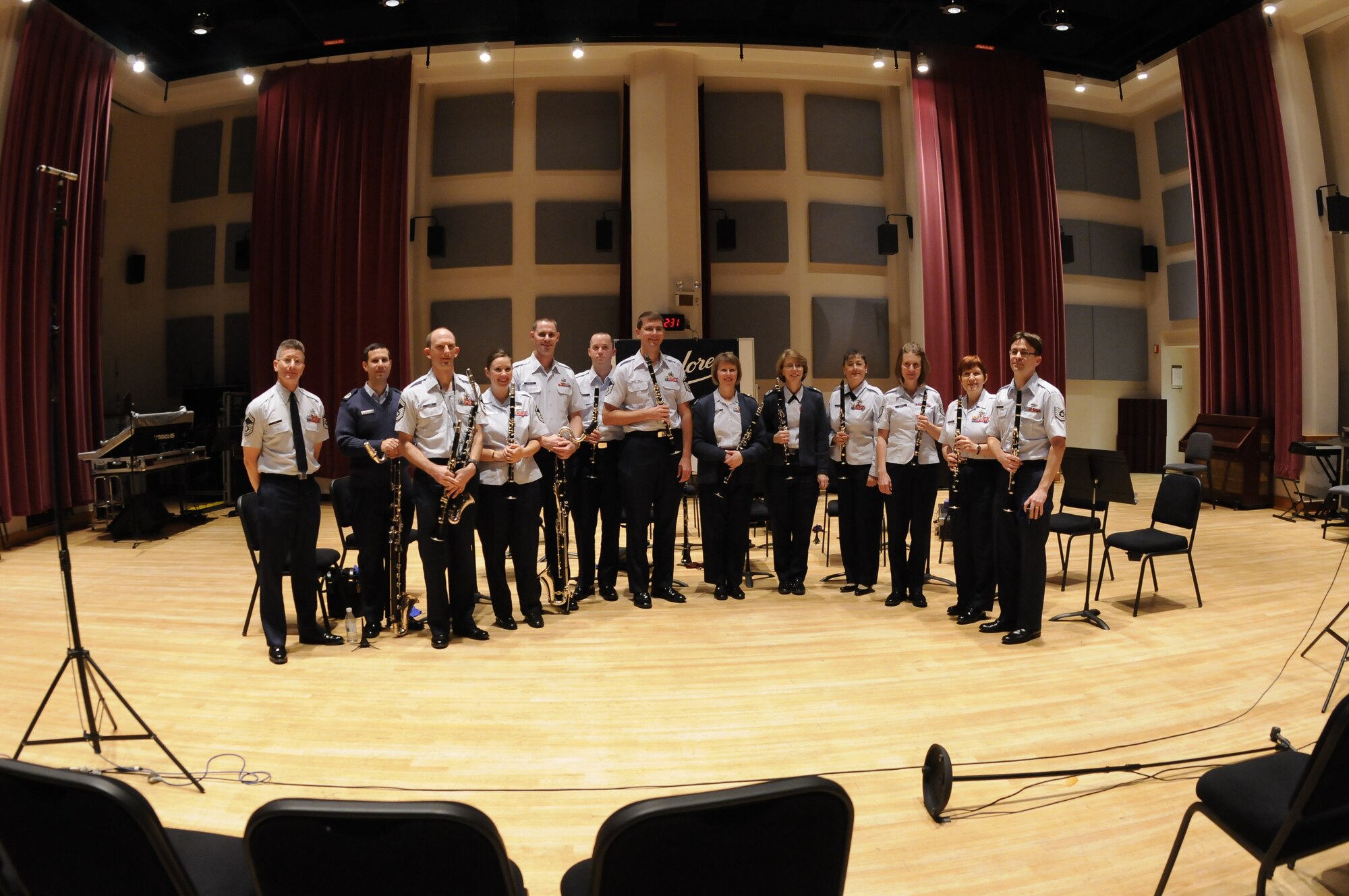 The Clarinet section of The United States Air Force Band was proud to host the 5th Annual Clarinet Ensemble Festival.  The event culminated on Sunday, November 8, with a performance by The USAF Band Clarinet Quartet and Clarinet Choir.  The Choir performed “The Wind in the Reeds” by Gordon Jacob, as well as a new transcription of Bela Bartok’s “Allegro Barbaro” by Master Sgt. John Romano.  (U.S. Air Force photo by Senior Airman Alexandre Montes)