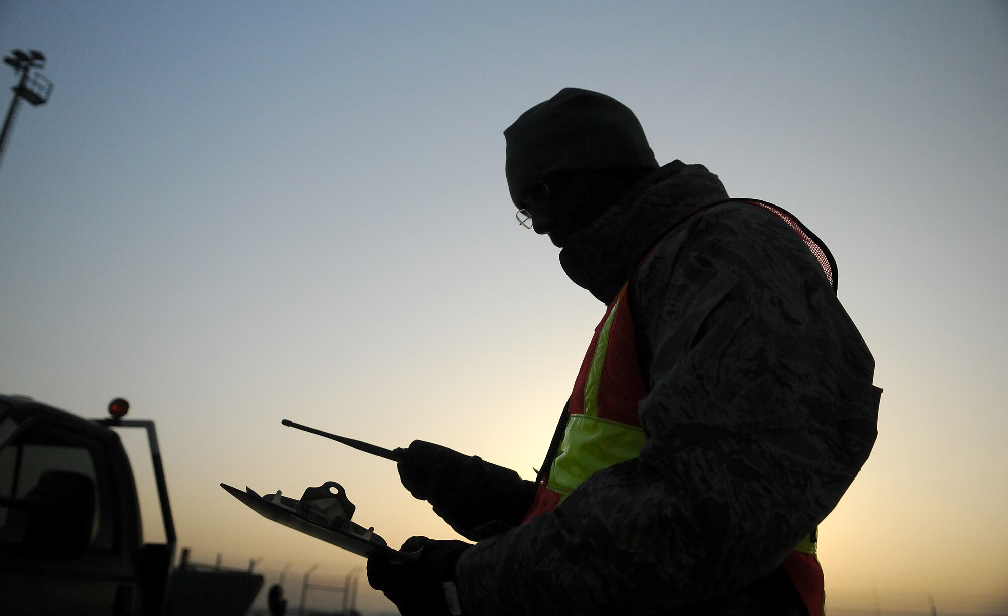 SPANGDAHLEM AIR BASE, Germany -- Senior Airman Wesley Kizer, 52nd Logistics Readiness Squadron, verifies a shipping manifest during Operation Saber Crown 10-02 Nov. 20 here. The exercise evaluated the 52nd Fighter Wing’s ability to prepare for a real world rapid deployment of personnel and assets to a forward-operating base. (U.S. Air Force photo/Airman 1st Class Nathanael Callon)