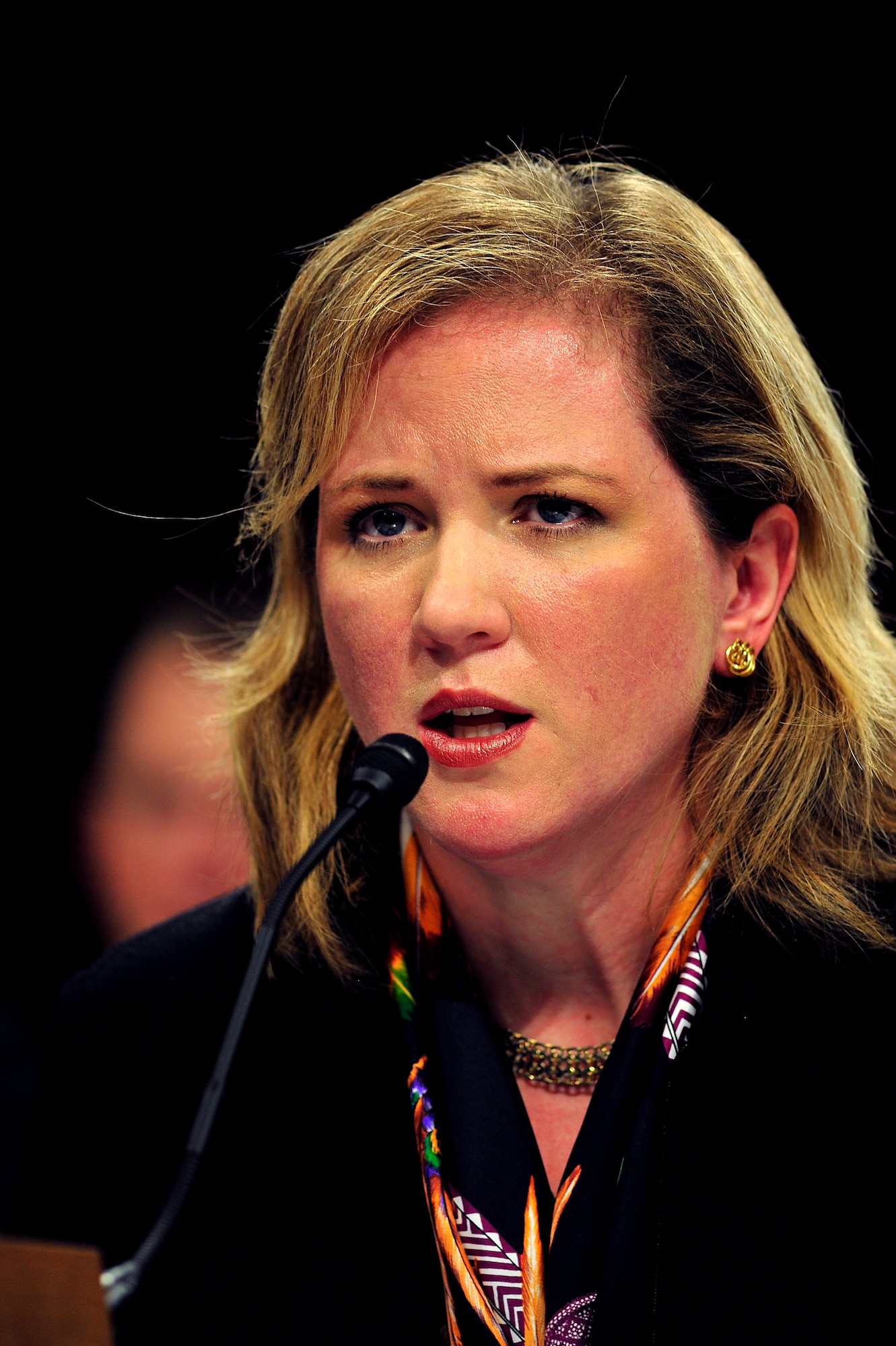 Erin Conaton, nominee for undersecretary of the Air Force, answers a question during a Senate Committee on Armed Services hearing Nov. 19, 2009, on Capitol Hill.  Ms. Conaton holds a Master of Arts in Law and Diplomacy from the Fletcher School of Law and Diplomacy at Tufts University and earned her Bachelor of Science in Foreign Service from the School of Foreign Service at Georgetown University.  (U.S. Air Force photo/Scott M. Ash)