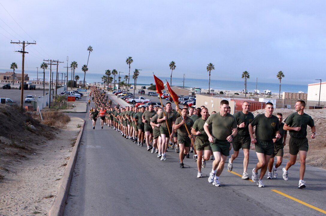 More than 1,100 Marines from Assault Amphibian School Battalion, 3rd Assault Amphibian Battalion, Amphibious Vehicle Test Branch and Expeditionary Fighting Vehicle Team participated in the 2nd annual amtracker run at Camp Del Mar, Nov. 20. The run is a tradition among amtrackers to mark the anniversary of the Battle of Tarawa, one of the first major assaults for amtrackers during WWII. ::r::::n::::r::::n::"It is good to see all the trackers come out and let the Marine Corps know we are still amphibious," said Lt. Col. John B. Atkinson, commanding officer, Assault Amphibian School Battalion, MCB Camp Pendleton, who lead the formation run.::r::::n::