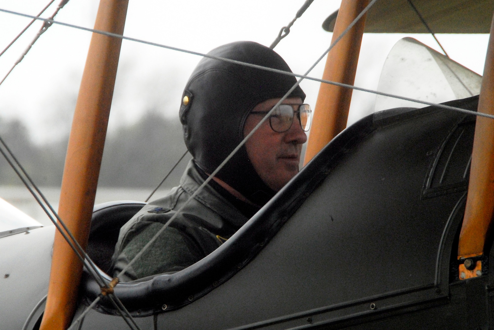 Brig. Gen. O.G. Mannon, 82nd Training Wing commander, gets ready for his flight in a vintage Curtiss JN-4D "Jenny" Nov. 21 at Kickapool Airport in Wichita Falls, Texas. The Jenny was used at Wichita Falls' first military flying training program from 1917-1918 at the Army Air Corps' Call Field. (U.S. Air Force photo/Harry Tonemah)