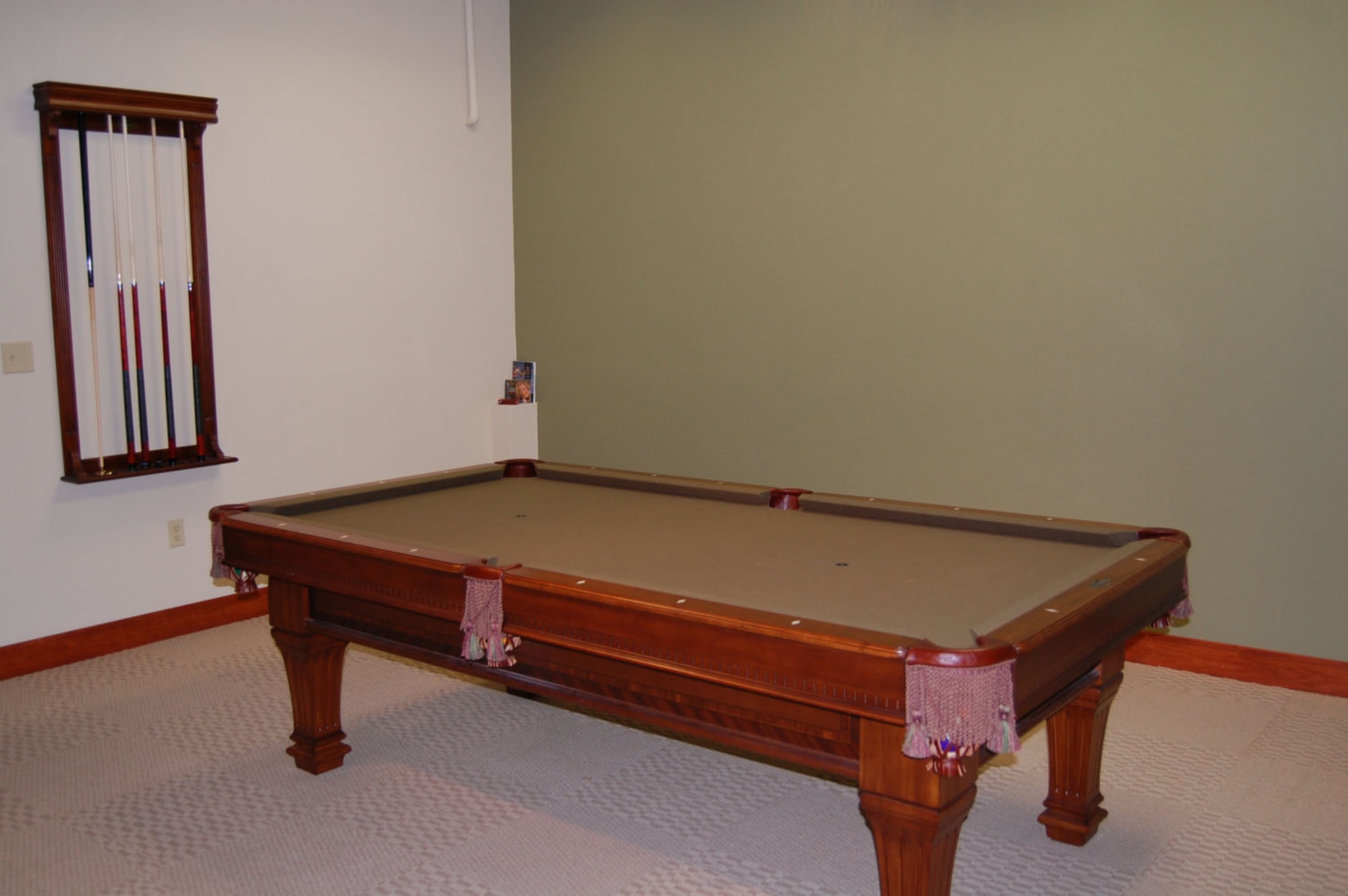 A pool table in the new AFMAO break room allows staff to relax with some friendly competition. The area also includes a Wii system, ping-pong and foosball tables. (U.S. Air Force photo by Maj. Shannon Mann, AFMAO/PA)
