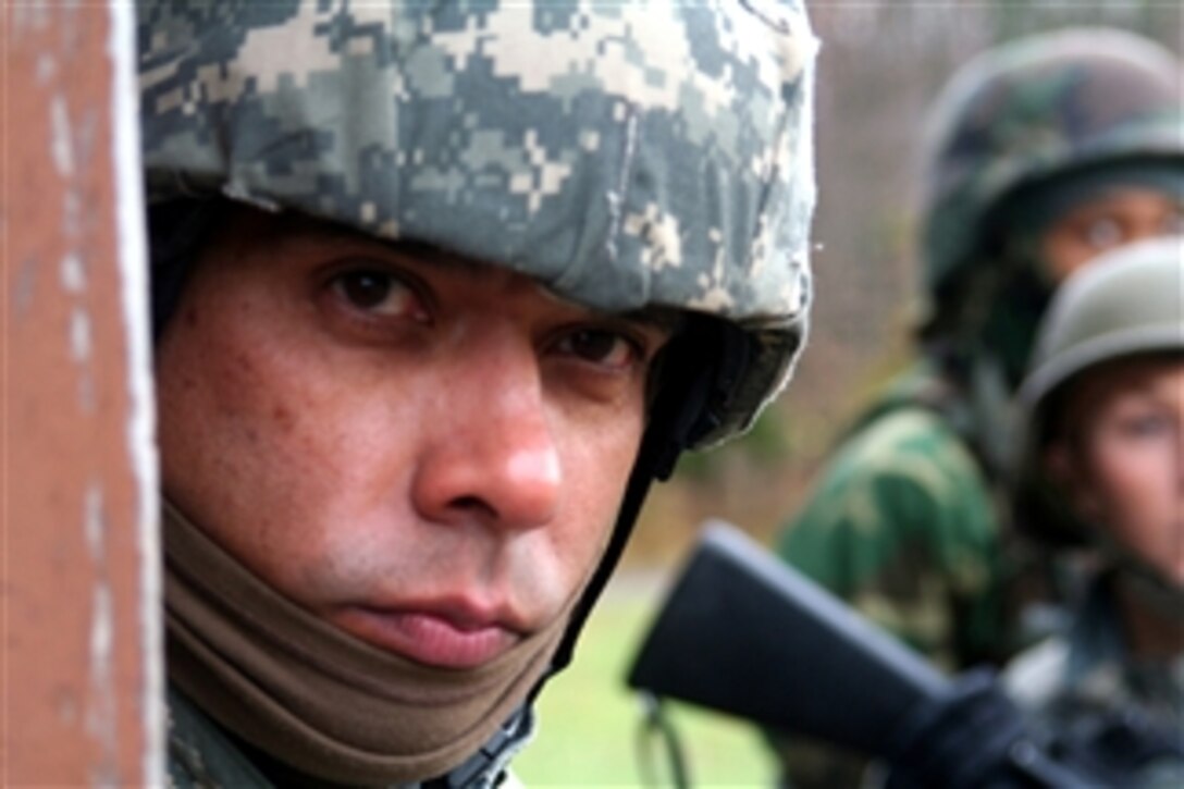 Students in Combat Airman Skills Training Course 10-1A practice dismounted patrolling tactics during training at Joint Base McGuire-Dix-Lakehurst, N.J., on Nov. 12, 2009.  The course, taught by the U.S. Air Force Expeditionary Center's 421st Combat Training Squadron, prepares airmen for upcoming deployments.  