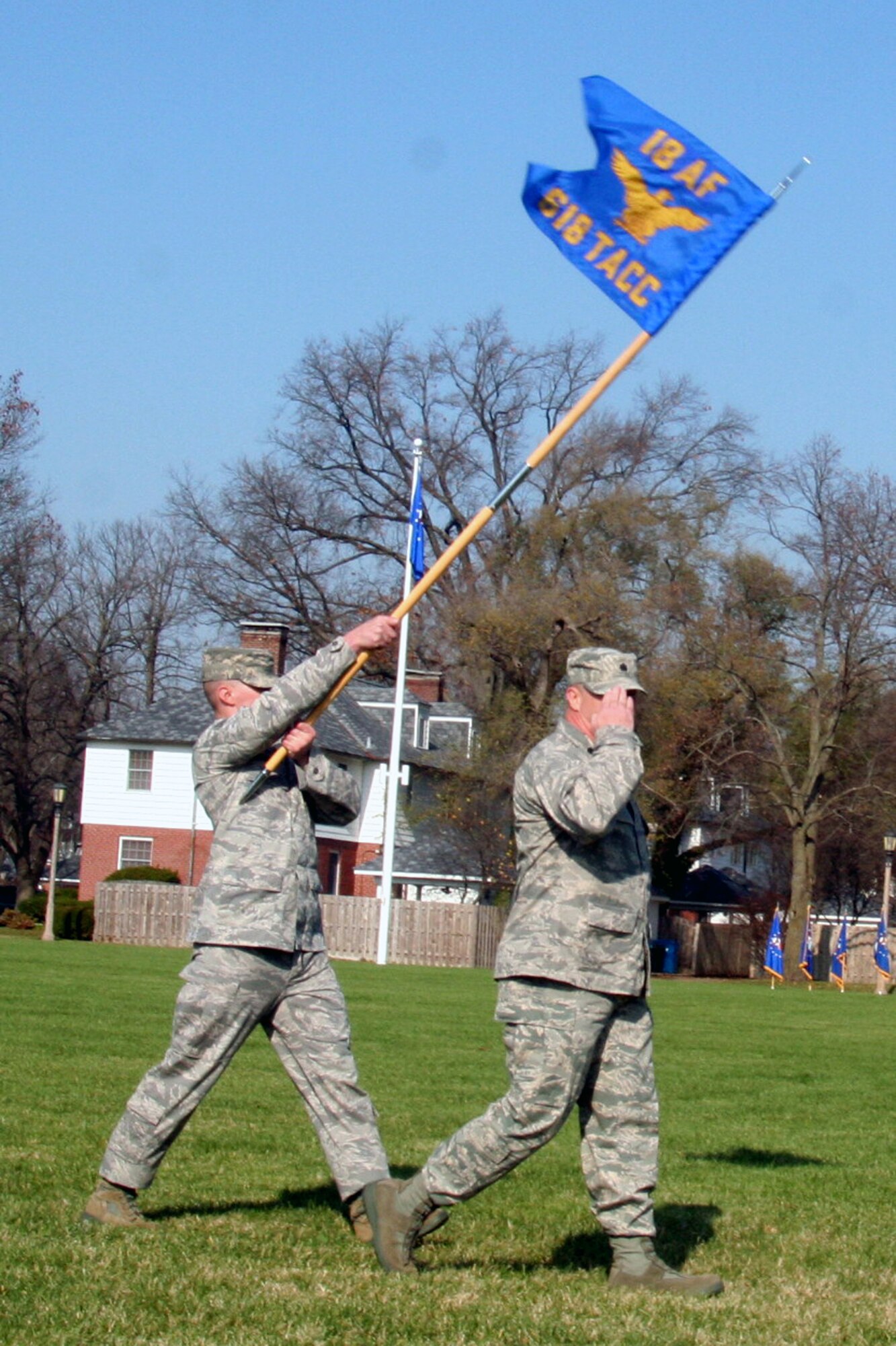 Air Mobility Command Airmen participate in the AMC change of command ceremony on Nov. 20, 2009, at Scott Air Force Base, Ill.  During the ceremony, Gen. Raymond E. Johns took command of AMC. (U.S. Air Force Photo/Tech. Sgt. Scott T. Sturkol)