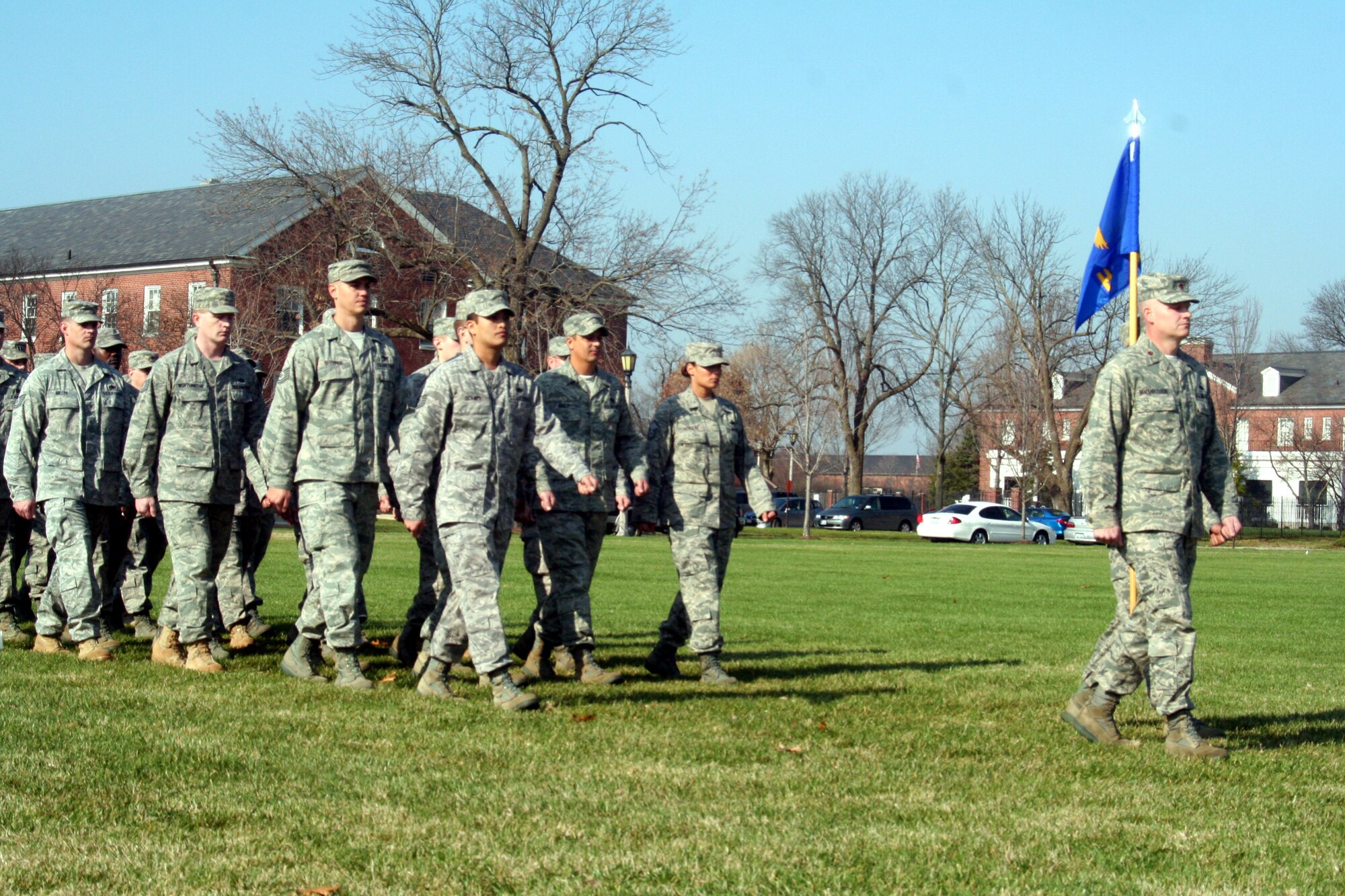 Air Mobility Command Airmen participate in the AMC change of command ceremony on Nov. 20, 2009, at Scott Air Force Base, Ill.  During the ceremony, Gen. Raymond E. Johns took command of AMC. (U.S. Air Force Photo/Tech. Sgt. Scott T. Sturkol)