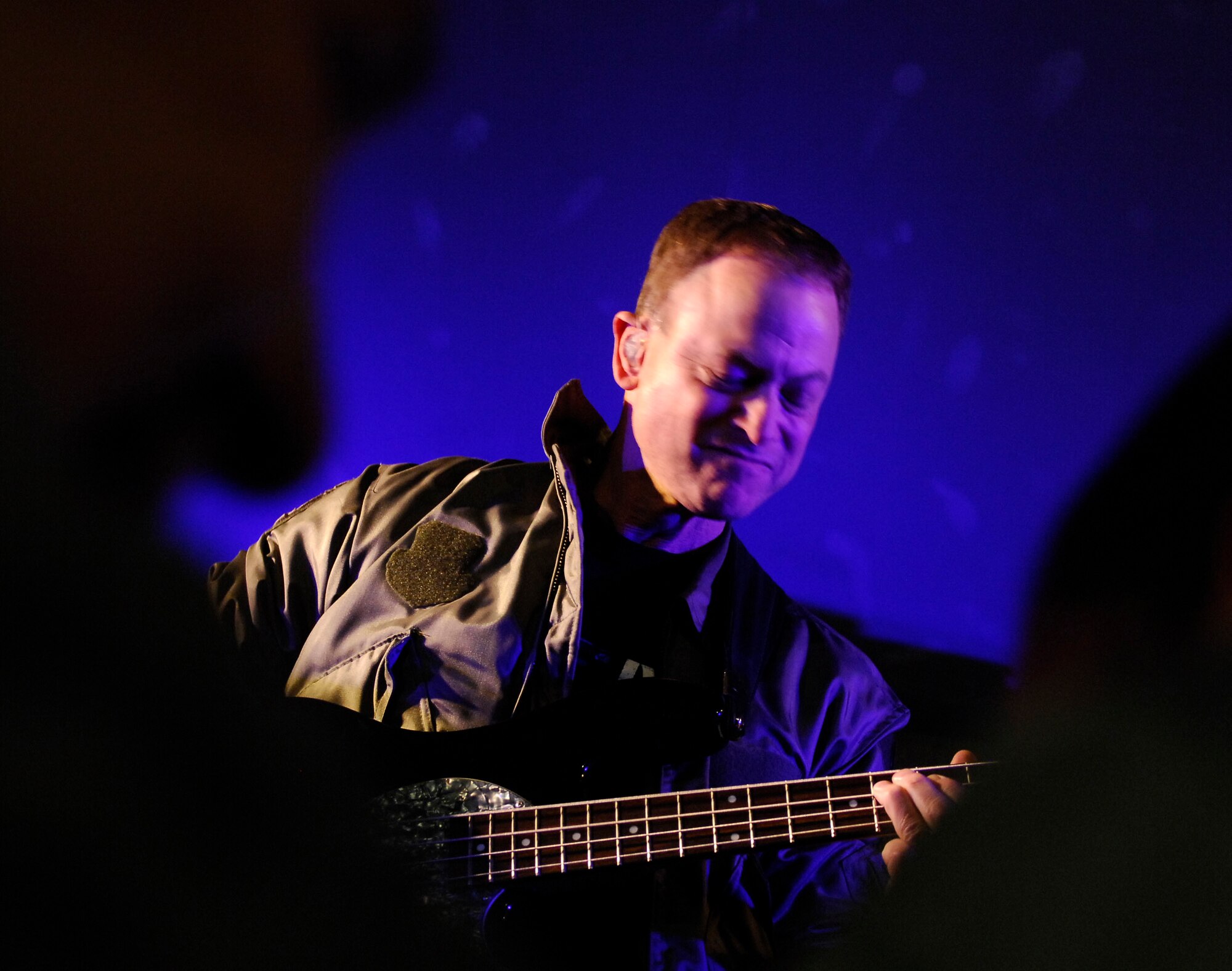 BAGRAM AIRFIELD, Afghanistan -- Gary Sinise and Kimo Williams met in 1997 while working together on a play called "A Streetcar Named Desire," in Chicago. They continued to meet and have jam sessions on the guitar and bass, gradually adding other musicians. The Lt. Dan Band did their first USO tour in 2004, visiting Korea, Singapore and Diego Garcia - since then they average 30-40 shows a year, with 75% of the profits going towards the USO and other charities. The band name was chosen because Mr. Sinise was constantly recognized by a character he played in the movie "Forrest Gump" called Lt. Dan. (U.S. Air Force photo/ Senior Airman Susan Tracy)