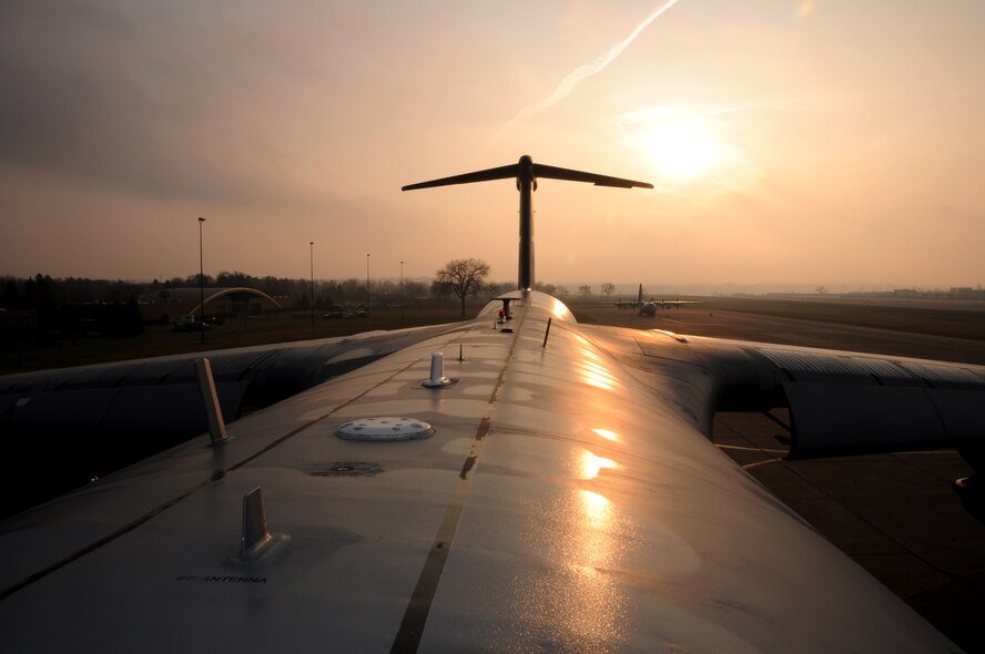 A C-5A Galaxy from the 105th Airlift Wing, Stewart Air National Guard Base, New York Air National Guard rests in the early morning sunlight at the 133rd Airlift Wing, St. Paul Minnesota  Nov. 22. The C-5A, one of the largest aircraft in the world and the largest airlifter in the Air Force inventory, has a kneeling landing gear system that permits the aircraft's cargo floor to be lowered to truck-bed height to facilitate vehicle loading and unloading. The aircraft is being used to facilitate the transportation of 133rd Airlift Wing equipment and personnel during an Operational Readiness Exercise. (U.S. Air Force photo/Tech. Sgt. Erik Gudmundson)(Released)