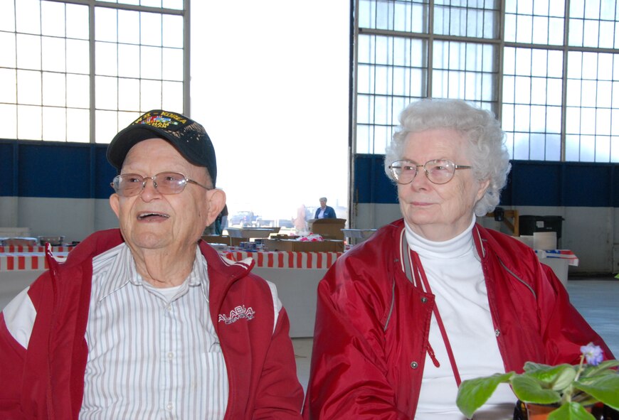 A veteran of three wars, retired Master Sgt. Charles W. Snodgrass of Selma plays bingo alongside his wife at the base's Retiree Appreciation Day Friday. (U.S. Air Force photo/Bud Hancock) 
