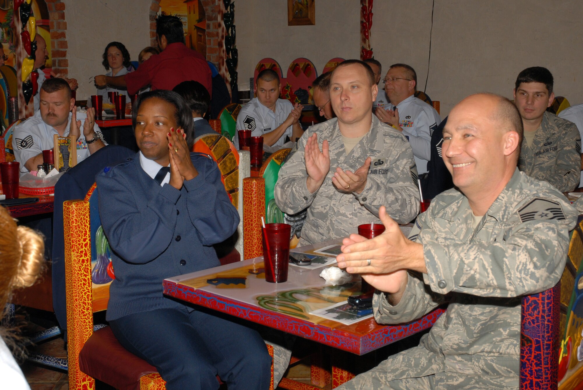 McGHEE TYSON AIR NATIONAL GUARD BASE, Tenn. -- Staff, friends and family of The I.G. Brown Air National Guard Training and Education Center here gather at a local restaurant to honor and bid farewell to Edna C. Davis, secretary, upon her retirement from civil service, Nov. 23, 2009. Davis worked for 17 years as the secretary for the Academy of Military Science, the Air National Guard's officer commissioning program.  (U.S. Air Force photo by Master Sgt. Mavi Smith/Released)