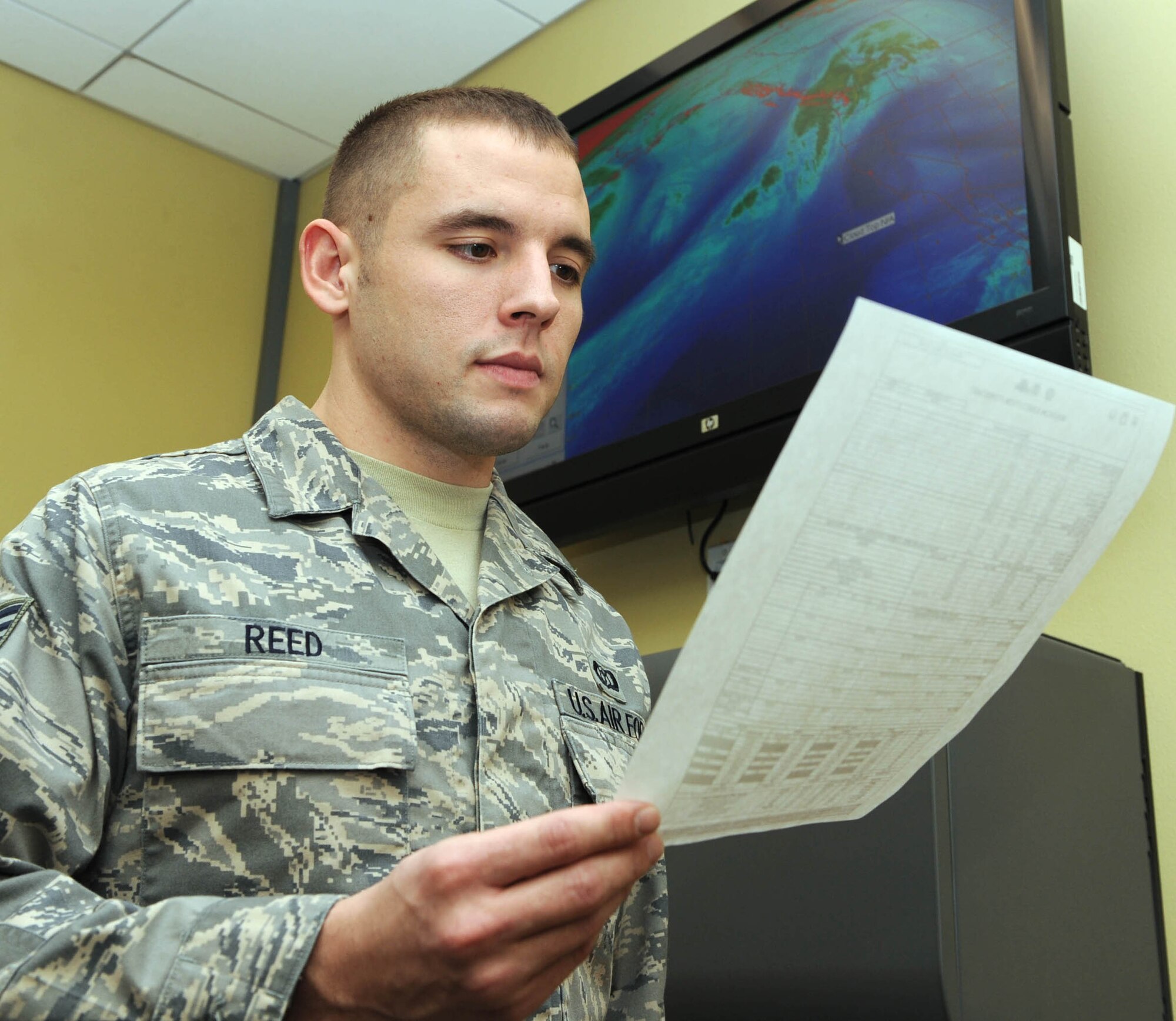 MOUNTAIN HOME AIR FORCE BASE, Idaho -- Staff Sgt Bryan Reed, serves as a 366th Operations Support Squadron Weather Flight forecaster. (U.S. Air Force photo by Airman 1st Class Deborah Lockhart)