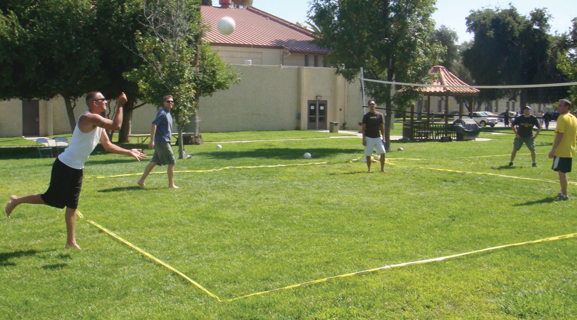 Four teams participated in the Volleyball Tournament held Sept. 19-20: 452 MXS, Honor Guard, Top 3/Rising 6 and Wing Advisory Council. The 452 MXS went undefeated to win the tournament. They edged out the Honor Guard in the final game 18 to 16. The tournament was the first of many similar and exciting events to come. (U.S. Air Force photo by Master Sgt. Octavio Ortiz)