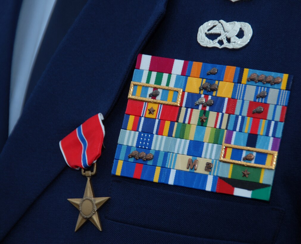 The Bronze Star is the fourth highest American combat award given for meritorious actions, accomplished with distinction in connection with military operations of the Army on the ground, against an opposing armed force. Photo by Tech. Sgt. Brian E. Christiansen, 145th Airlift Wing Public Affairs.