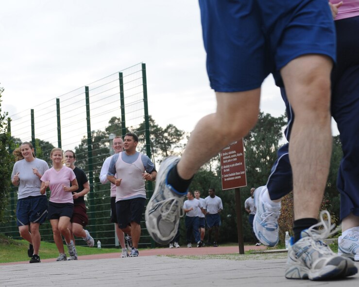 The 86th Medical Group, Ramstein Air Base, Germany, hosted a 5k run in support of national breast cancer awareness month.  Several booths at the finish line offered free pamphlets, informative DVD's and also provided the opportunity to schedule mammogram appointments.  Breast cancer is the second most common cancer in women, after skin cancer.  (U.S. Air force photo by: Tech. Sgt. Sean Mateo White)  