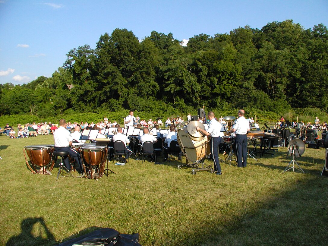 ANG Band of the Mid-Atlantic Concert Band performs a concert at the Bridgeville Volunteer Fire Department in Bridgeville PA on Wednesday July 8, 2009.