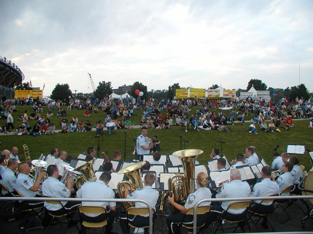 ANG Band of the Mid-Atlantic Concert Band performs a concert at the Pittsburgh Three Rivers Regatta in Pittsburgh PA on Friday July 3, 2009.