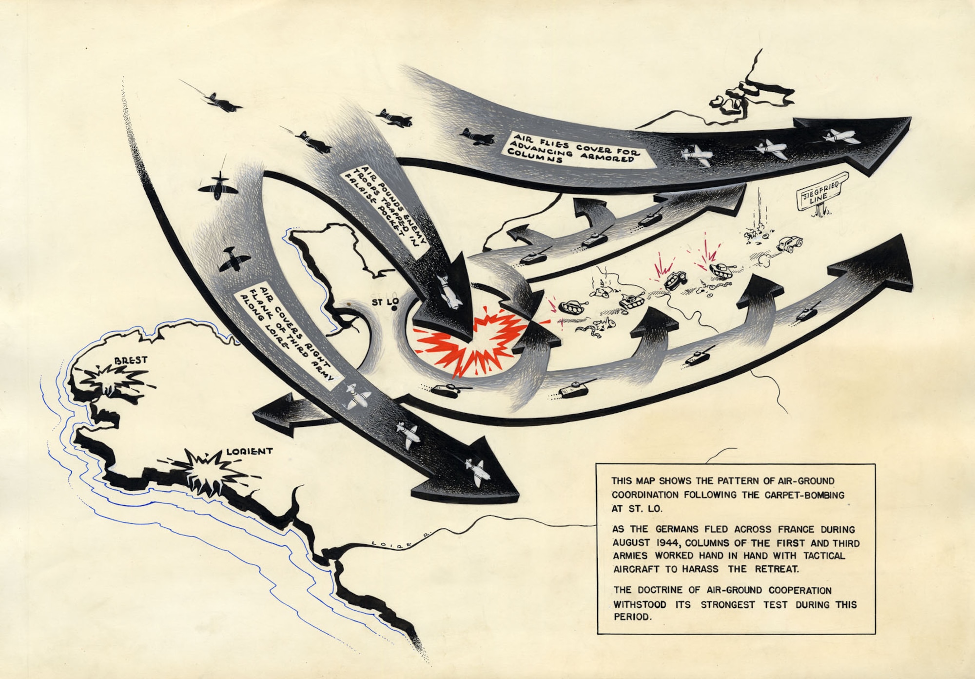 Graphic from scrapbook prepared for Lt. Gen. Hoyt Vandenberg, commander of the 9th Air Force from August 1944 to the end of the war. (U.S. Air Force photo)