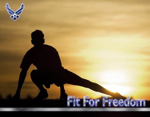 "Fit for Freedom" Fitness poster, high resolution file available upon request. (U.S. Air Force graphic/Adamarie Lewis-Paige, photo by Abner Guzman) 