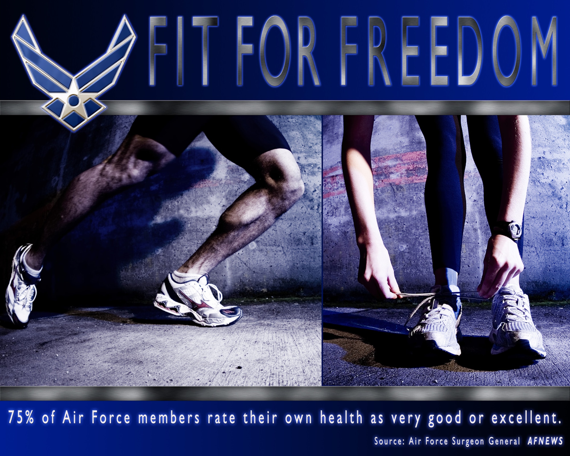 "Fit for Freedom" Fitness poster, high resolution file available upon request. (U.S. Air Force graphic/Adamarie Lewis-Paige, photo by Abner Guzman)



 