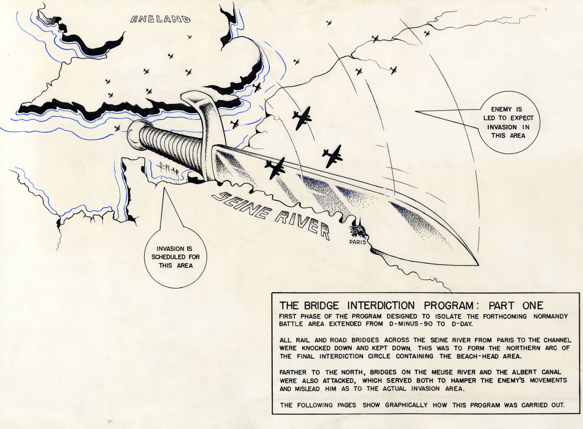 Graphic from scrapbook prepared for Lt. Gen. Hoyt Vandenberg, commander of the 9th Air Force from August 1944 to the end of the war. (U.S. Air Force photo)