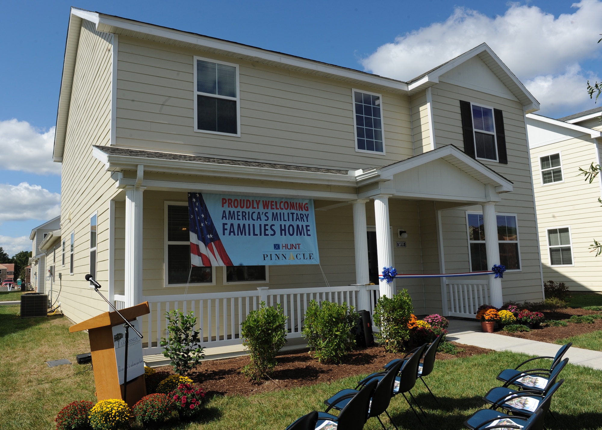 LANGLEY AIR FORCE BASE, Va. --  The Landings at Langley at Bethel Manor recently handed over the keys to the first completed home in the Jamestown Village section of Langley housing here Sept. 30. (U.S. Air Force photo/Airman1st Class John Teti)