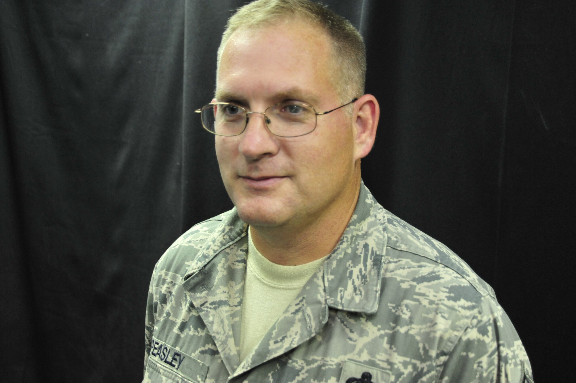 SOUTHWEST ASIA - Senior Master Sgt. Tim Peasley, 380th Expeditionary Maintenance Squadron superintendent, chooses to exercise as a form of stress control. He said, “This is my fourth deployment, it’s what I’ve done every time. I go to the gym and run.” (U.S. Air Force photo/Tech. Sgt. Charles Larkin Sr)