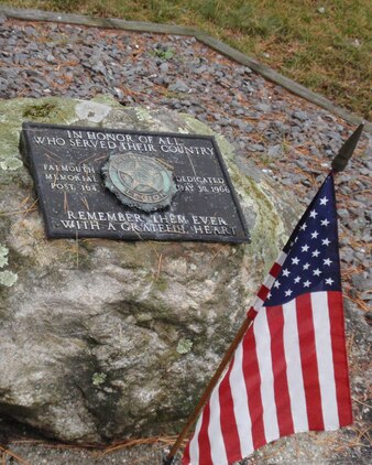 A memorial to all veterans of the armed forces sits alongside the Maine Marathon Tribute March route in Falmouth, Maine, near the city of Portland where the marathon is held each year. Ten Marines from Company B, 3rd Light Armored Reconnaissance Battalion, participated in the Tribute March Oct. 4 to honor their friend, Lance Cpl. Drew W. Weaver, a rifleman with Co. B who was killed in Iraq in February 2008.