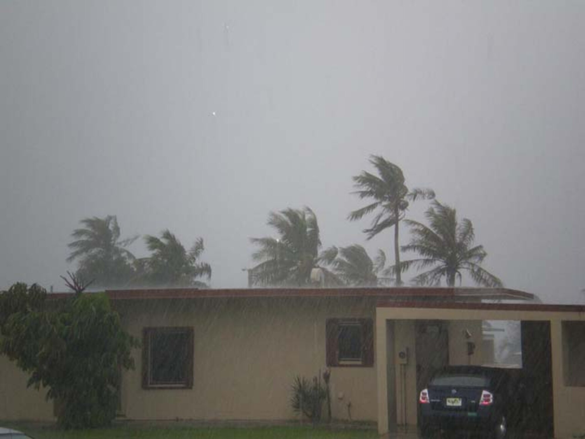 SEYMOUR JOHNSON AIR FORCE BASE. N.C. -- Typhoon Melor brought winds of up to 130 mph to Guam on Saturday, Oct 3.  Reservists of the 916th Air Refueling Wing, deployed to Guam, braced for the storm.