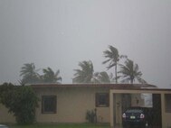 SEYMOUR JOHNSON AIR FORCE BASE. N.C. -- Typhoon Melor brought winds of up to 130 mph to Guam on Saturday, Oct 3.  Reservists of the 916th Air Refueling Wing, deployed to Guam, braced for the storm.