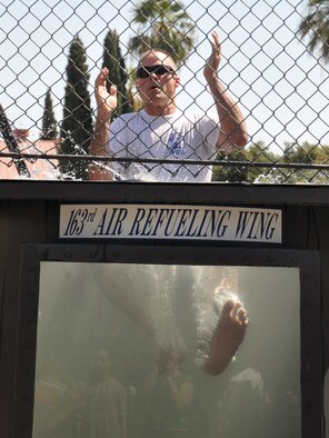 Fun in the dunk tank. (U.S. Air Force photo by Capt. Ashley Norris)
