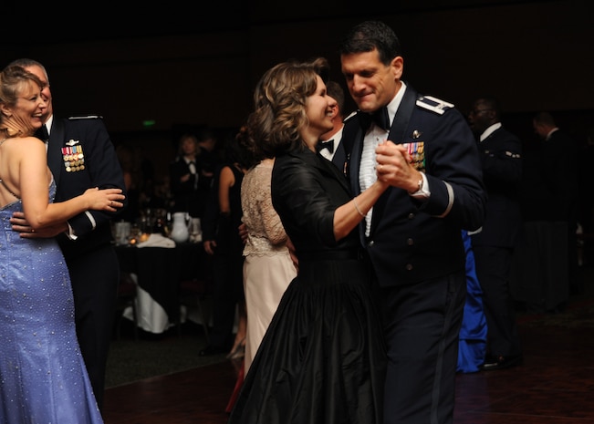 Col. Joseph Mancy and his wife Veronica dance during the Air Force Ball at the North Charleston Convention Center Oct. 3. More than 800 Airmen and community leaders came together to celebrate the 62nd anniversary of the United States Air Force. Colonel Mancy is the 437th Operations Group commander. (U.S. Air Force photo/Senior Airman Katie Gieratz)