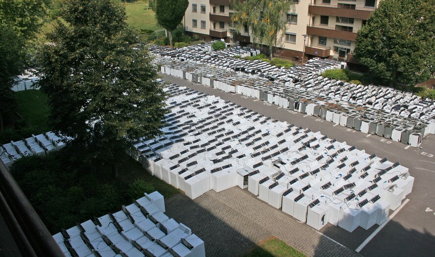 SPANGDAHLEM AIR BASE, Germany – Appliances are lined up outside of living quarters on Bitburg Annex recently. The 52nd Civil Engineer Squadron finished moving more than 2,100 washers, dryers, stoves and dishwashers out of Bitburg housing to aid in the closure of the annex, tentatively scheduled for 2015. (U.S. Air Force photo/Senior Master Sgt. Robin Pfeifle)