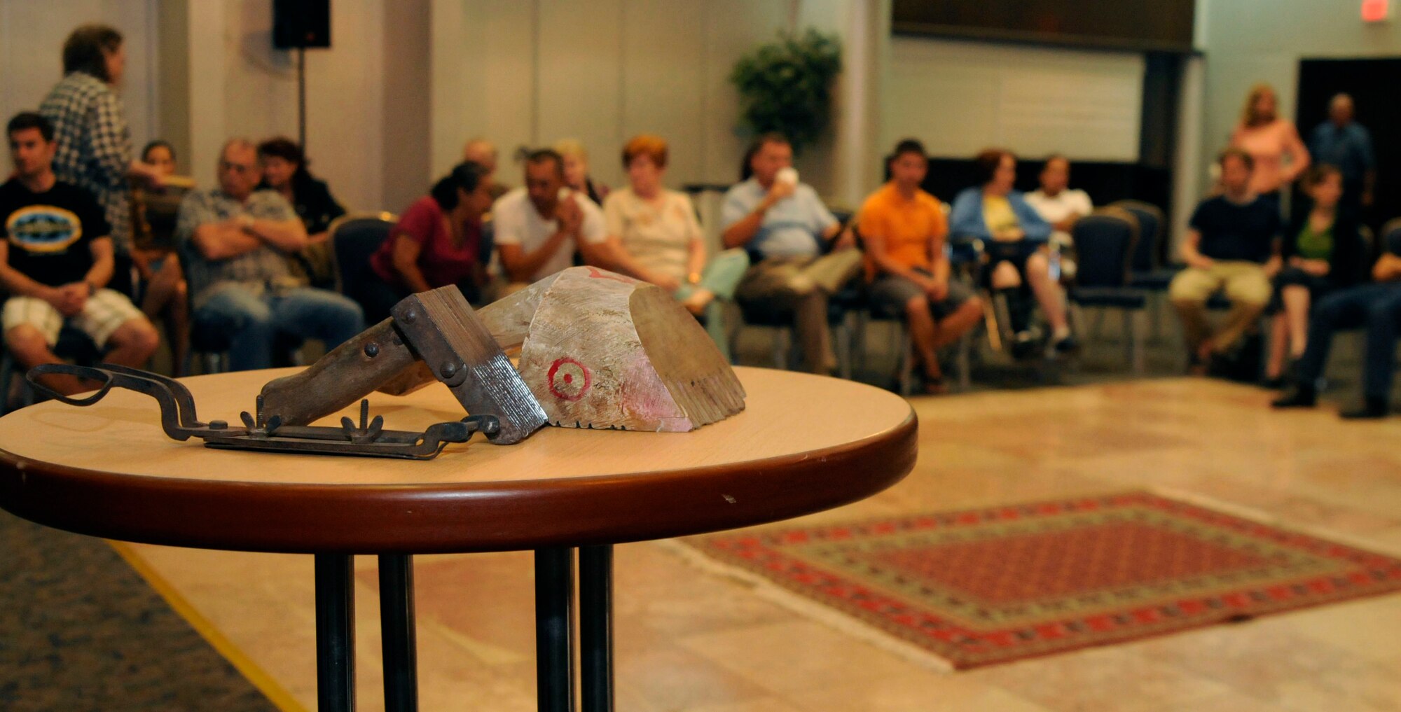 Tools used by carpet makers sit on display during a handmade carpet orientation at the Club Complex Friday, Oct. 2, 2009, at Incirlik Air Base, Turkey. The orientation was led by Mr. Moore and his wife, Carol, who have traveled all over Turkey and have been collecting carpet knowledge for over 25 years. The orientation introduced structure, material, regions of origin and characteristic qualities of carpets.  (U.S. Air Force photo/Airman 1st Class Amber Ashcraft)