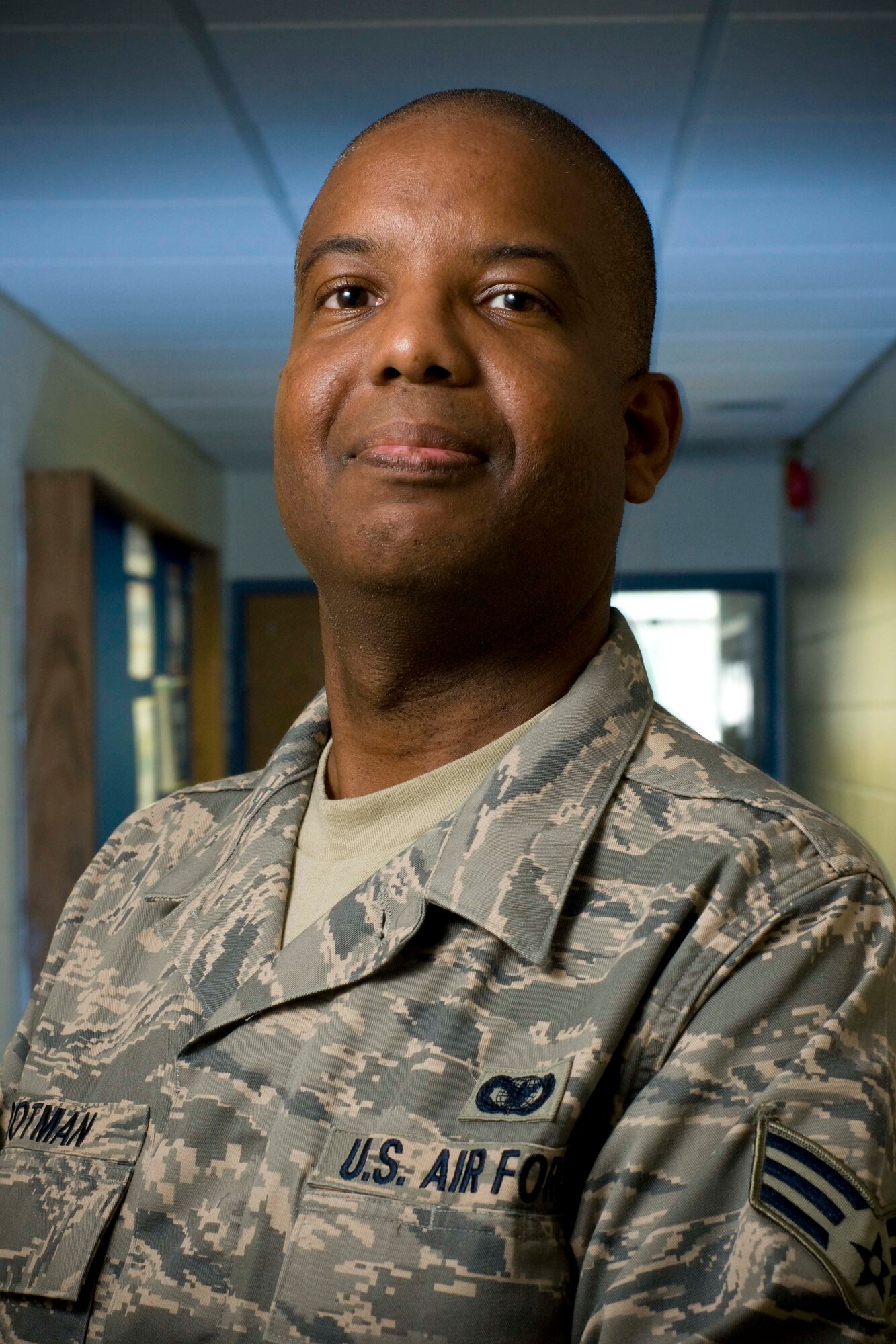 Senior Airman Terrance Trotman joined the 459th Air Refueling Wing this summer.  He is a memeber of the 459th Security Forces Squadron and enjoys writing short-stories, screenplays, and organizing sports activities for kids. (U.S. Air Force Photo/ Captain Nick Strocchia)