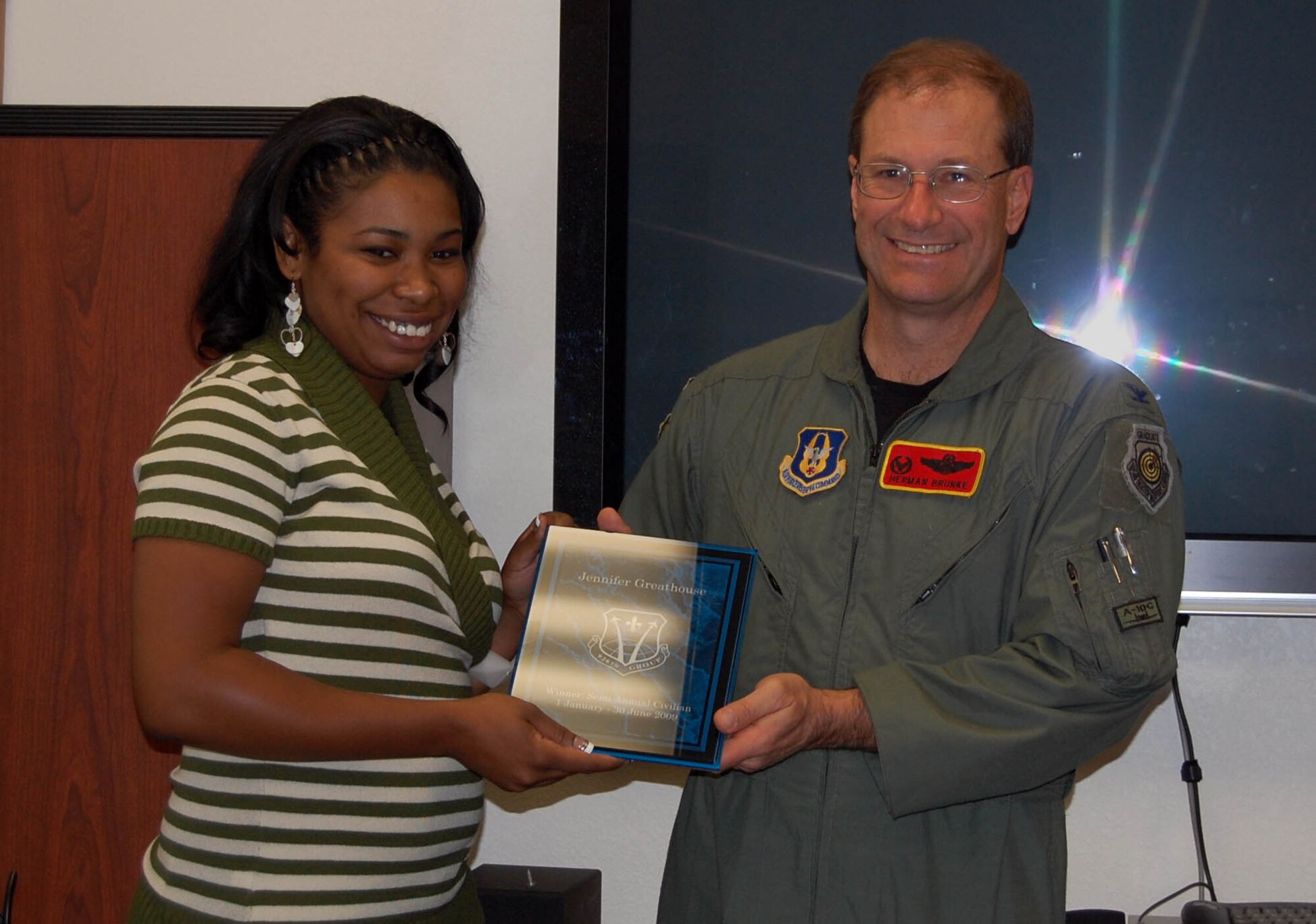 Jennifer Greathouse, 926th Group, was named Civilian of the Half. (U.S. Air Force Reserve photo by Capt. Jessica Martin)