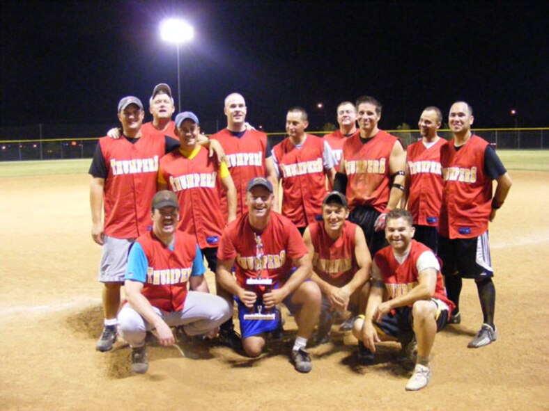 The 513th Air Control Group Softball team "Thumpers" were victorious recently, taking the Tinker AFB Softball Championship title.  This was the first time in 37 years of Reserve forces on base to claim this title. 
