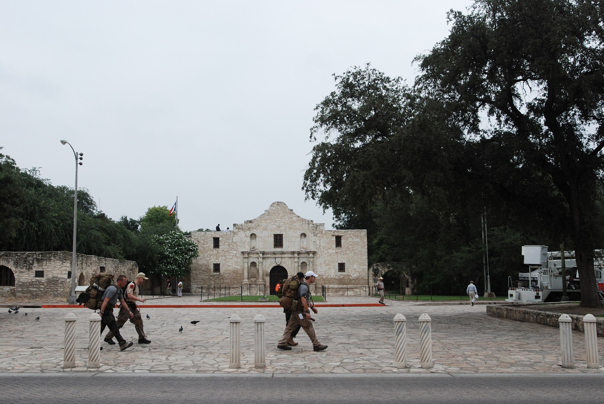 U.S. Air Force combat controllers march more than 800 miles from Lackland Air Force Base, Texas to Hurlburt Field, Florida, passing through downtown San Antonio. The march is in memory of 12 special tactics Airmen who died in combat in Iraq and Afghanistan. The march starts at Lackland where combat controller training starts. It ends 10 days and five states later at Hurlburt Field where Airmen become combat controllers. (U.S. Air Force photo/Airman 1st Class Brian McGloin) 