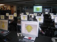 MINOT AIR FORCE BASE, N.D. -- STARBASE students are designing Space Stations using the computer-aided design software Pro/Engineer.  The students will be sending their Space Station designs on postcards that will be included with the care packages. (Courtesy photo)