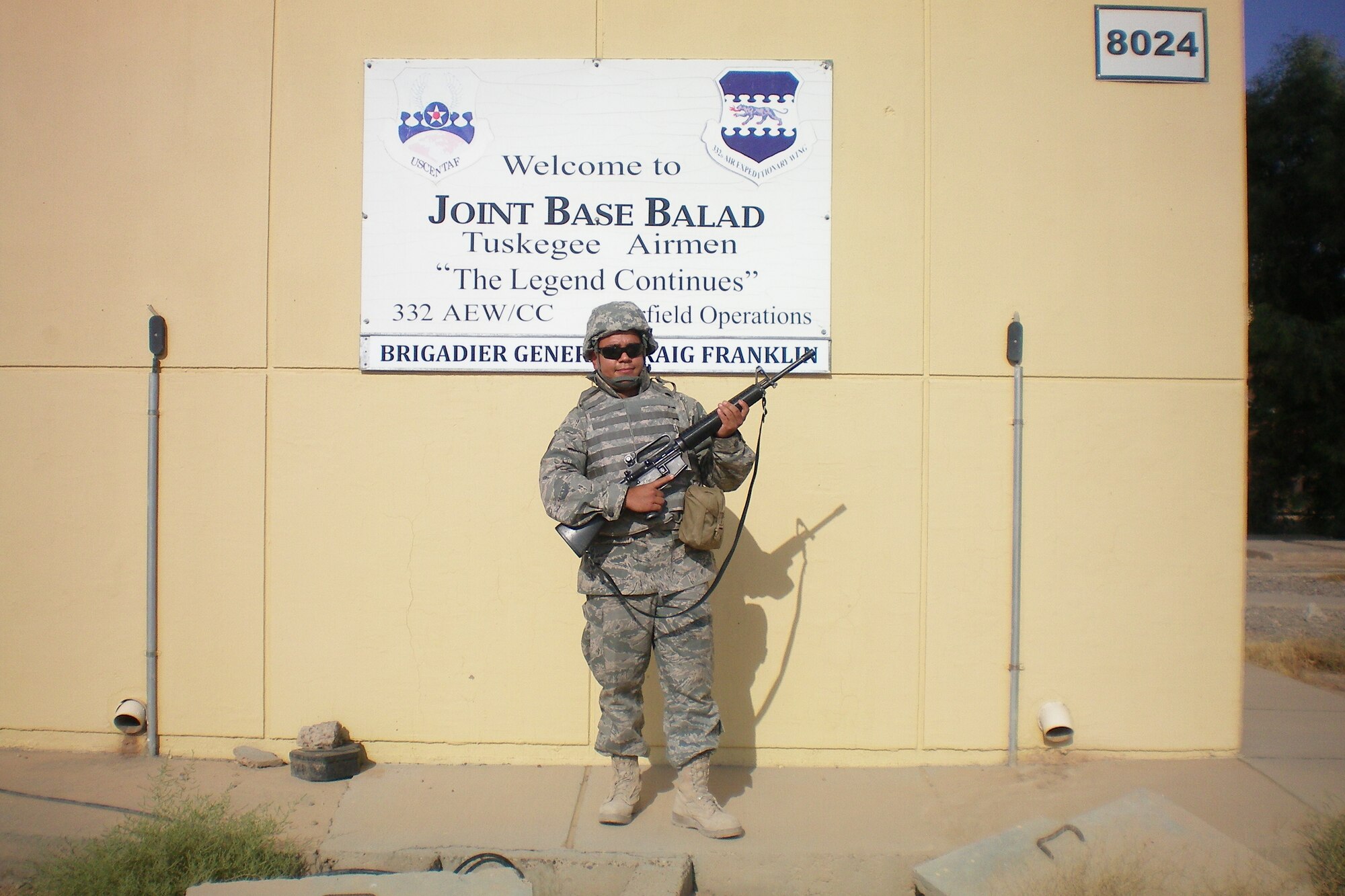 JOINT BASE BALAD, Iraq -- Tech. Sgt. Jose G. Medina, 1st Operations Support Squadron air traffic controller, is currently deployed to Iraq. (Photo courtesy/Tech. Sgt. Jose G. Medina)