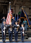 Pease Air National Guard Base, N.H., Honor Guard members begin the 64th Air Refueling Squadron activation and assumption of command ceremony, Oct. 2, 2009, with a salute during the singing of the national anthem.  (U.S. Air Force photo/Senior Airman Laura Suttles)