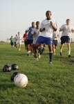 Lackland's varsity soccer team run sprints during practice Oct. 5 in preparation for the upcoming Defender Cup tournament. (U.S. Air Force photo/Robbin Cresswell) 