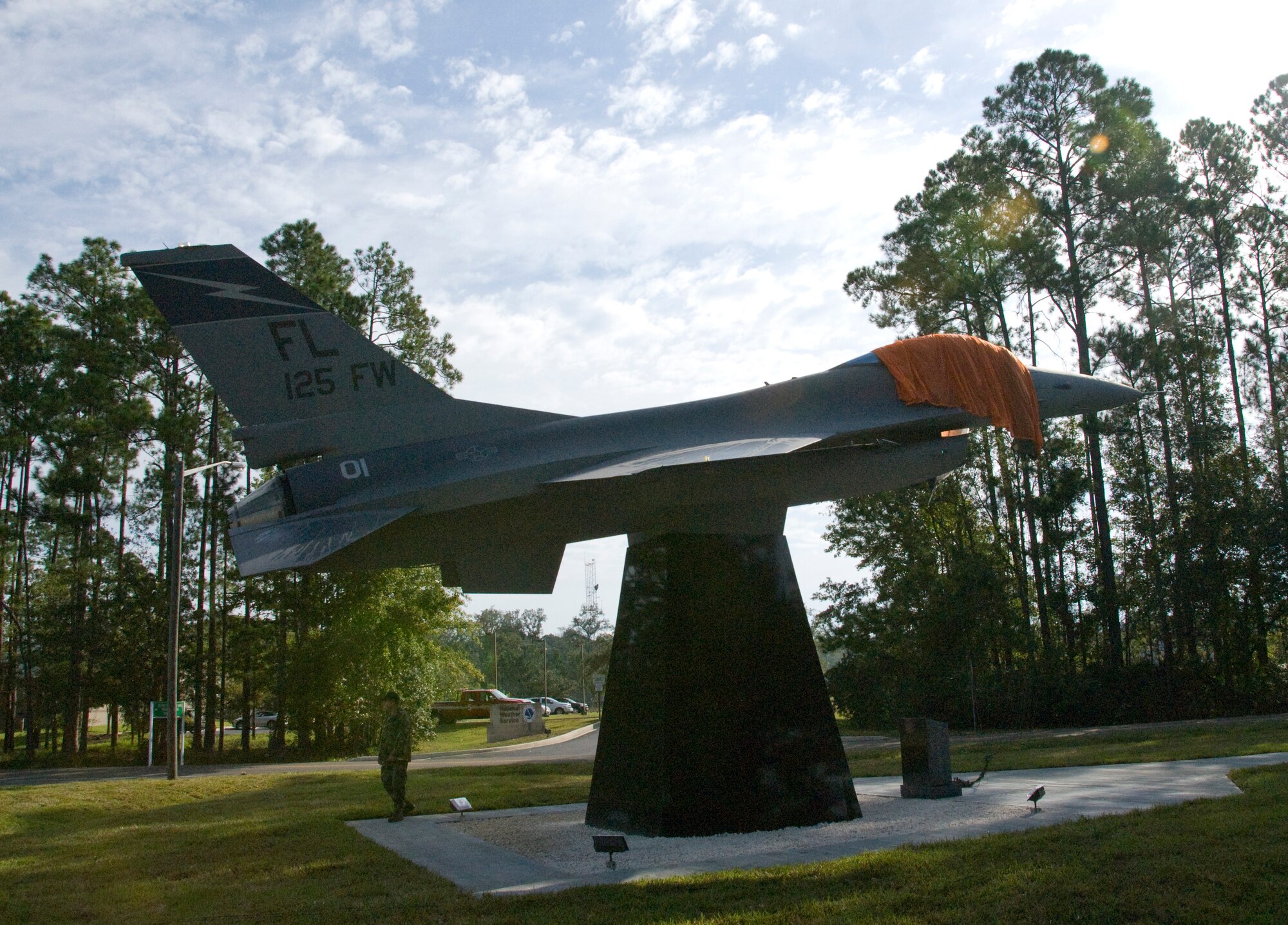 The new F16 static display was dedicated on October 4th, 2009 to the men and women of the 125th Fighter Wing who helped maintain and fly the aircraft while it was assigned to the unit. 