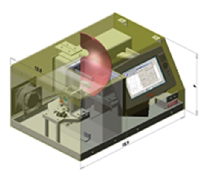 Physical Optics Corporation worked under AFRL Small Business Innovation Research Phase II contract to develop this DOUBLET (Dual Optical Ultrawide Band Laser Eyewear Transmission) device, a capability enabling field personnel to quickly, easily, and cost-effectively evaluate the protective capacity of their laser eye protection eyewear (e.g., spectacles, visors, side shields) according to rigorous LEP safety controls. 